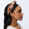 Lele Sadoughi HEADBANDS FLORAL RUST BROCADE KNOTTED HEADBAND