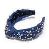 Lele Sadoughi HEADBANDS INDIGO DENIM CRYSTAL KNOTTED HEADBAND