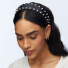 Lele Sadoughi HEADBANDS JET FAUX LEATHER WAVY BESSETTE HEADBAND