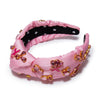 Lele Sadoughi HEADBANDS LIPSTICK PINK BREAST CANCER AWARENESS JEWELED KNOTTED HEADBAND