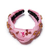 Lele Sadoughi HEADBANDS LIPSTICK PINK BREAST CANCER AWARENESS JEWELED KNOTTED HEADBAND