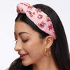 Lele Sadoughi HEADBANDS LIPSTICK PINK BREAST CANCER AWARENESS JEWELED KNOTTED HEADBAND