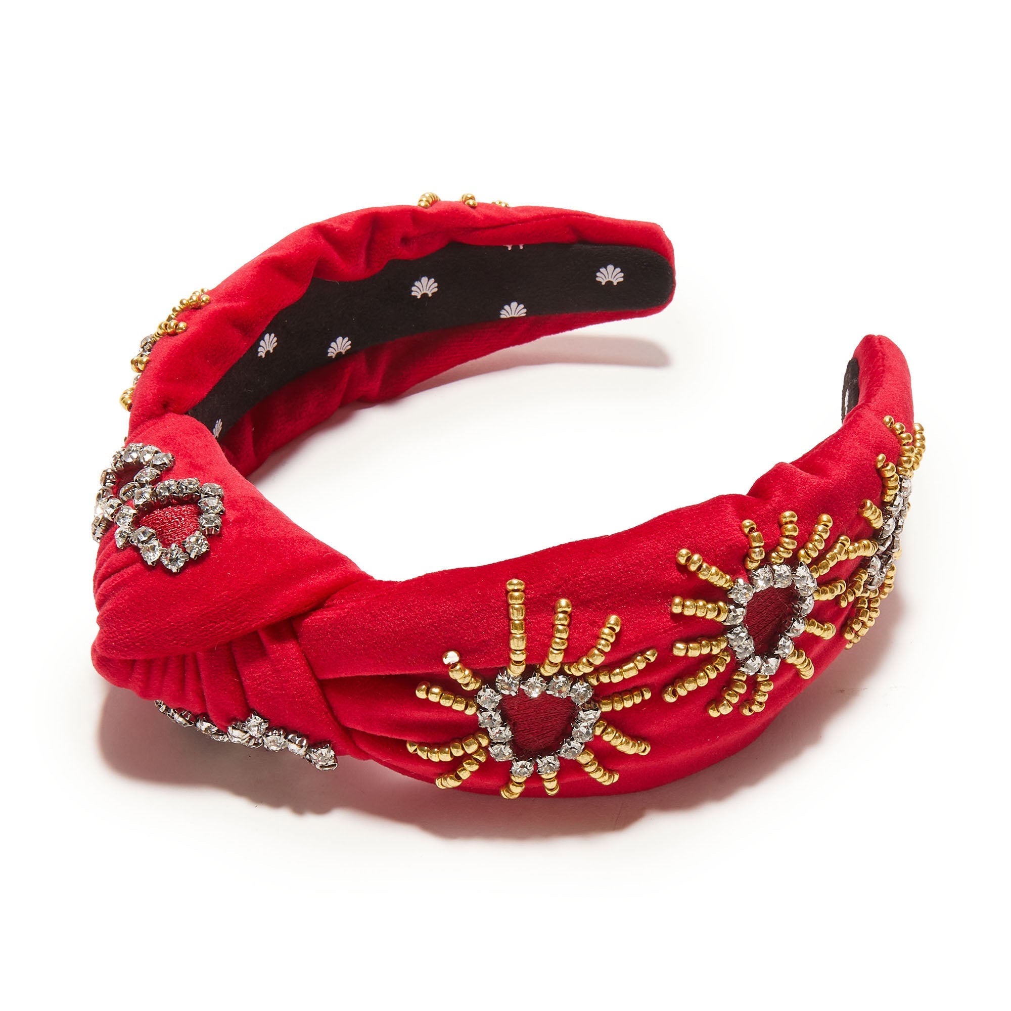 Lele Sadoughi HEADBANDS LIPSTICK RED KNOTTED CRYSTAL HEARTBURST HEADBAND