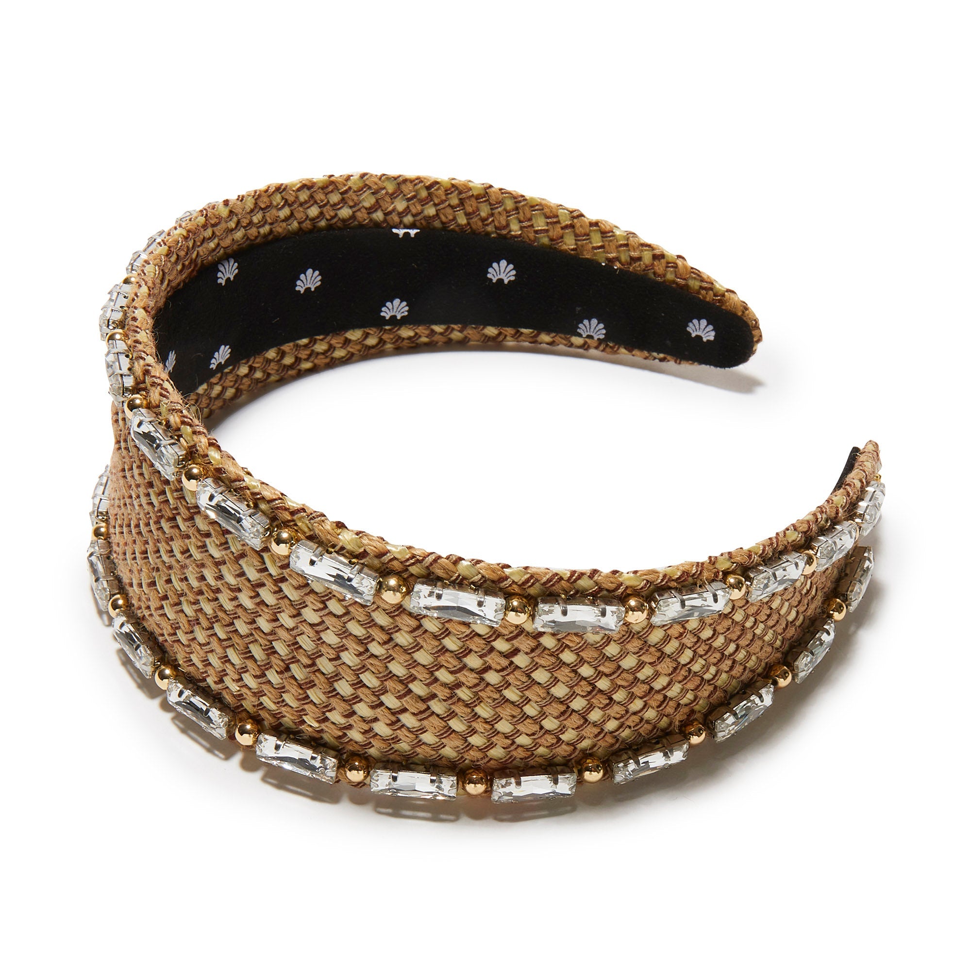 Lele Sadoughi HEADBANDS NATURAL BRIGITTE RAFFIA CRYSTAL TRIM HEADBAND