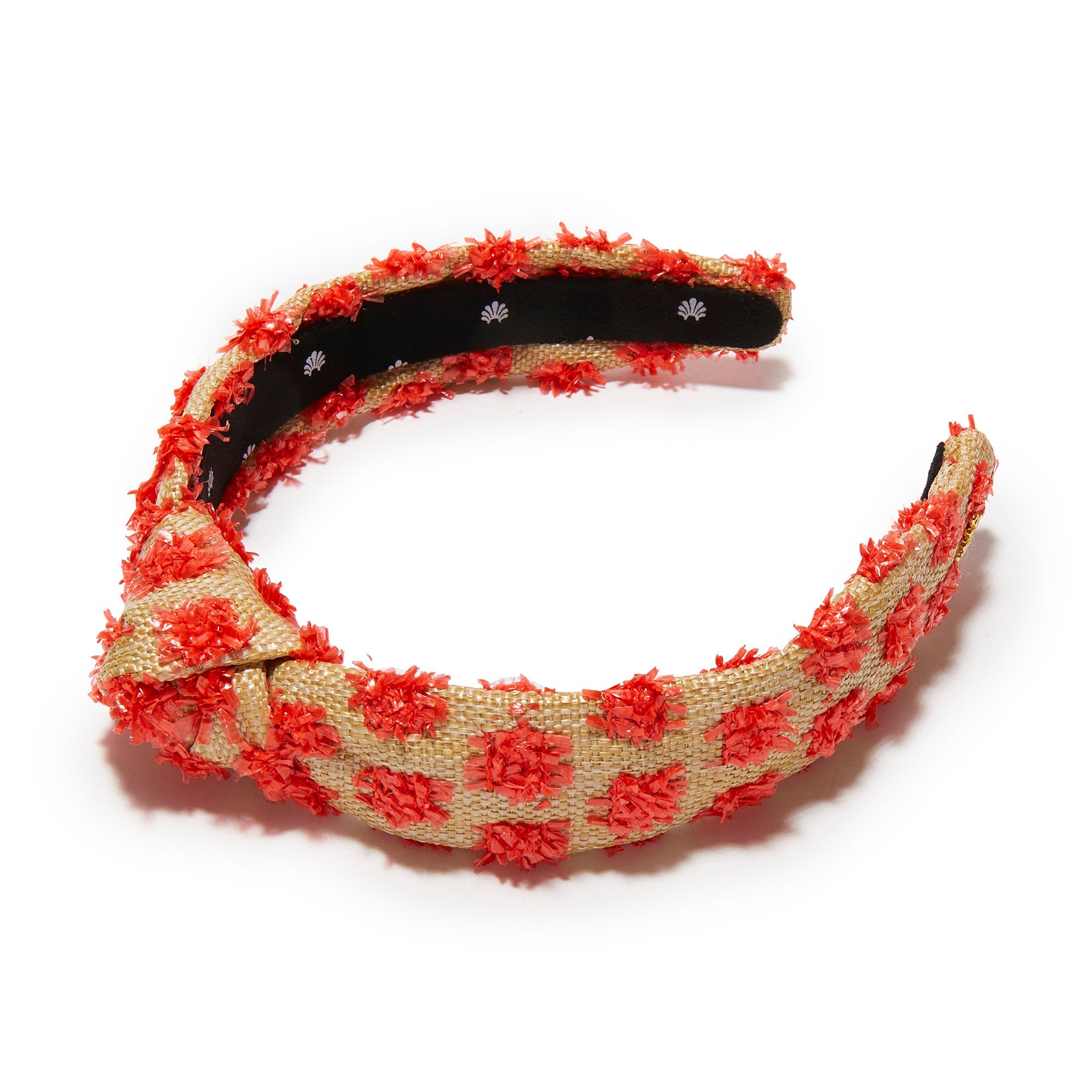 Lele Sadoughi HEADBANDS NATURAL MELON SLIM KNOTTED DOTTED RAFFIA HEADBAND