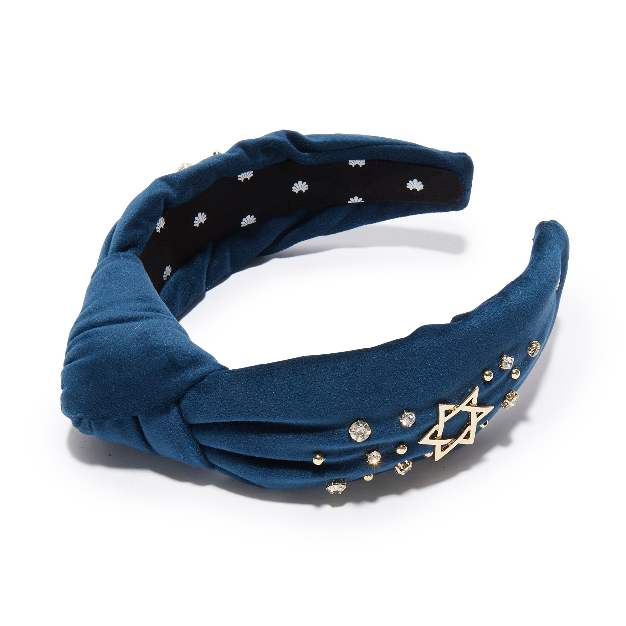 Lele Sadoughi HEADBANDS NAVY CRYSTAL STAR HOLIDAY KNOTTED HEADBAND