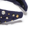 Lele Sadoughi HEADBANDS NAVY HOUSTON ASTROS EMBELLISHED KNOTTED HEADBAND