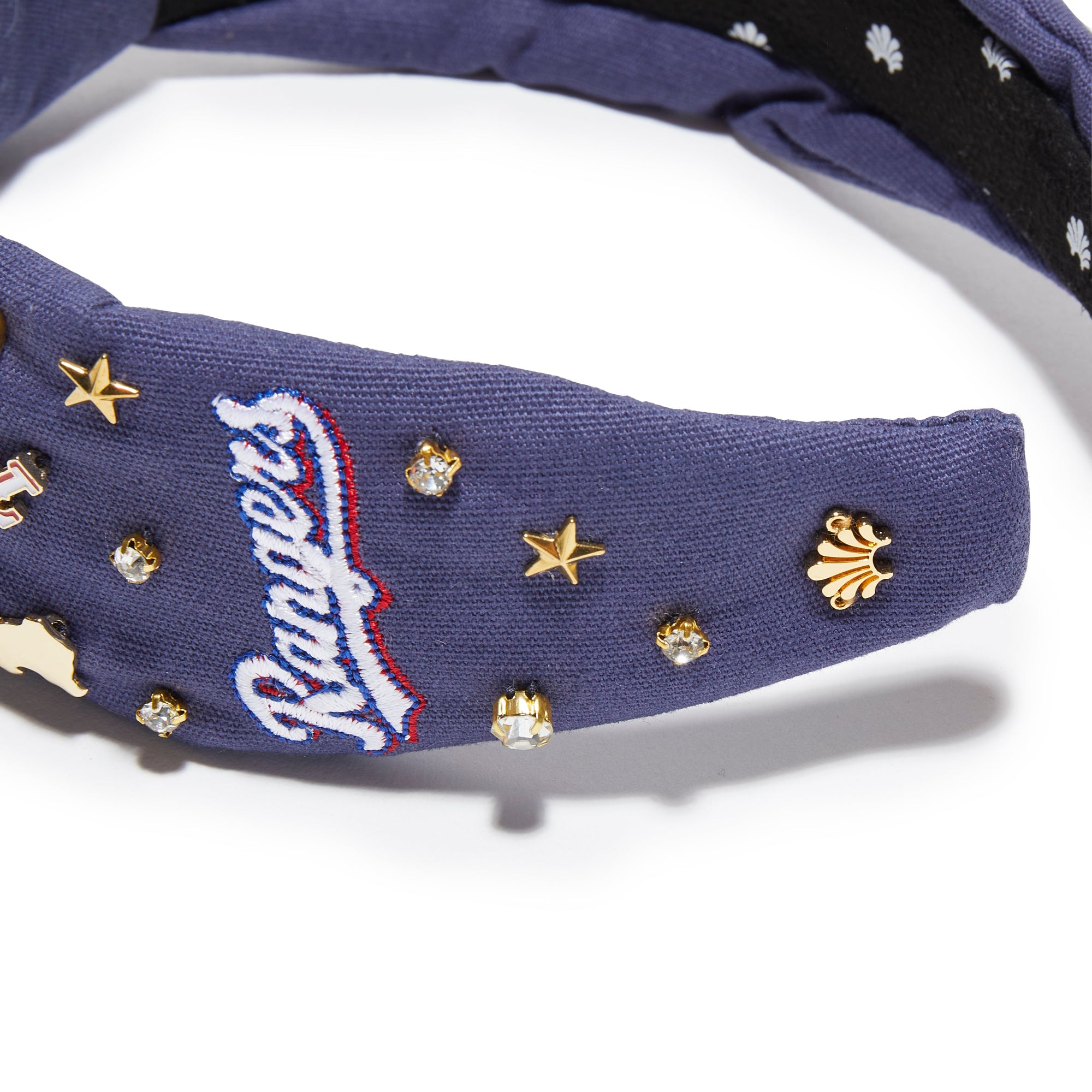 Lele Sadoughi Navy Texas Rangers Embellished Knotted Headband