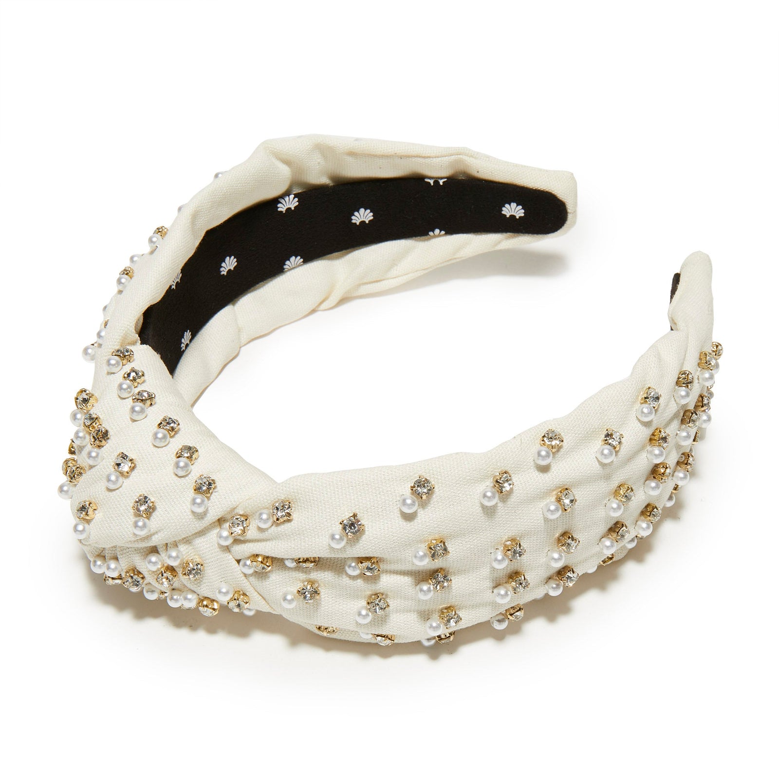 IVORY CRYSTAL EMBELLISHED KIDS KNOTTED HEADBAND - Lele Sadoughi