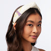 Lele Sadoughi HEADBANDS ONE SIZE IVORY LA LAKERS EMBROIDERED HEADBAND