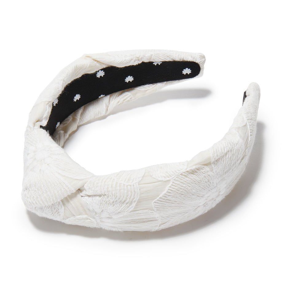 Lele Sadoughi HEADBANDS ONE SIZE IVORY LACE KNOTTED HEADBAND