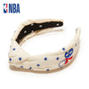 Lele Sadoughi HEADBANDS ONE SIZE IVORY PHILADELPHIA 76ERS EMBROIDERED KNOTTED HEADBAND