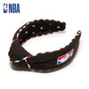 Lele Sadoughi HEADBANDS ONE SIZE JET NBA EMBROIDERED KNOTTED HEADBAND