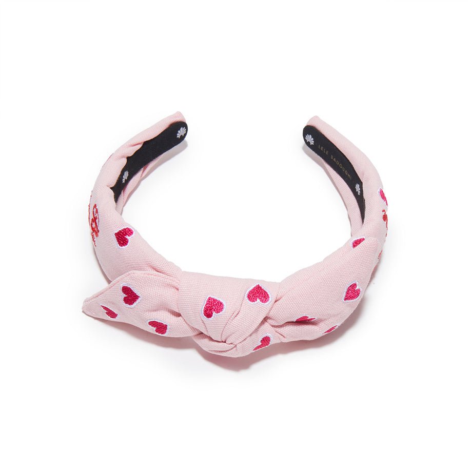 Lele Sadoughi Petal Pink Embroidered Valentines Kids Headband
