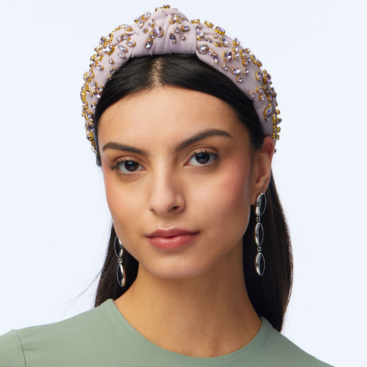 WISTERIA MIXED CRYSTAL WOVEN KNOTTED HEADBAND - Lele Sadoughi