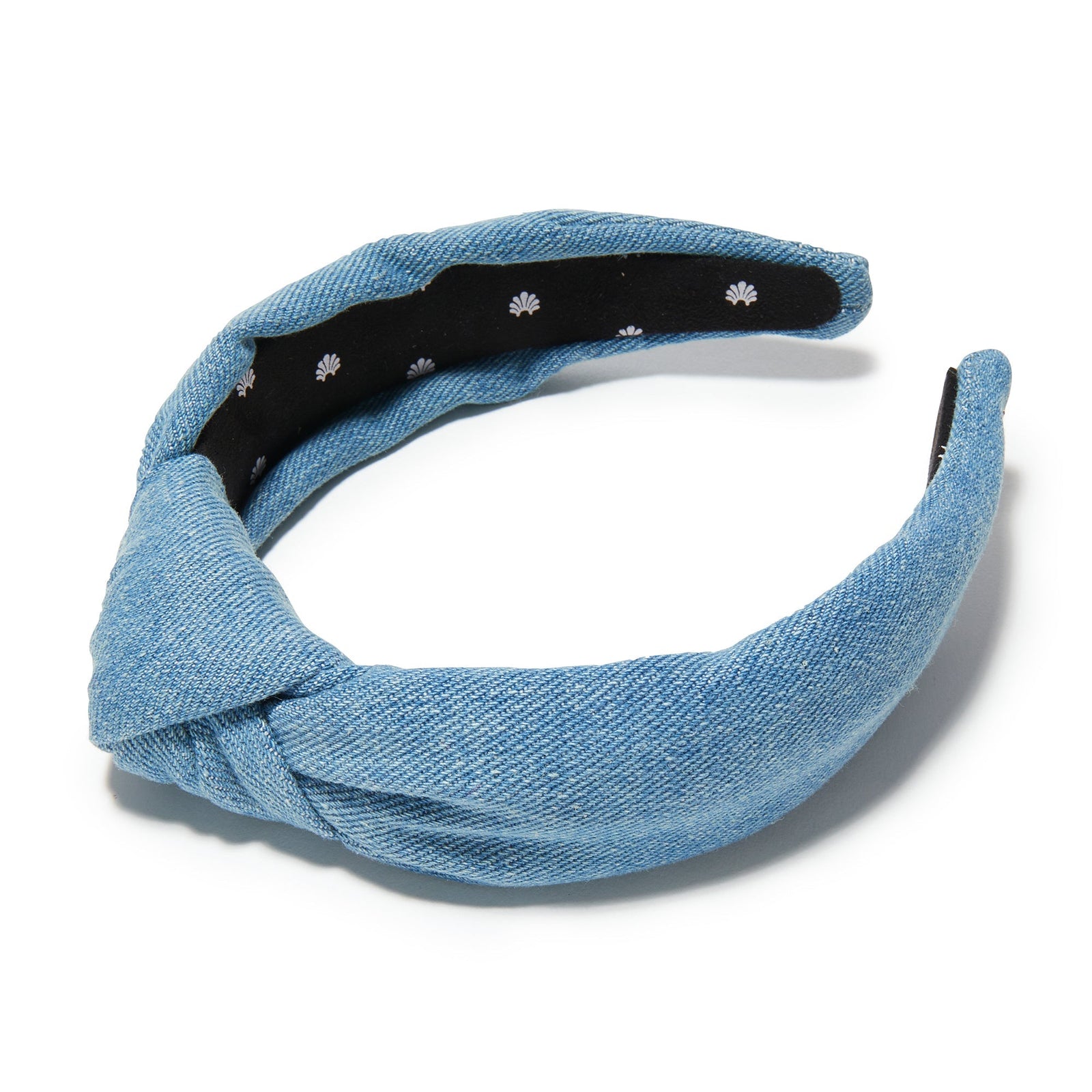 Denim knotted headband retailer with rainbow stones