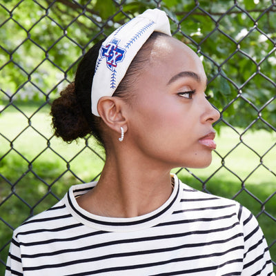 Lele Sadoughi Women's Houston Astros Embroidered Knotted Headband | St. Bernard Clothing
