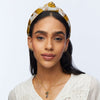 Lele Sadoughi HEADBANDS SAFFRON MUSHROOM BROCADE KNOTTED HEADBAND