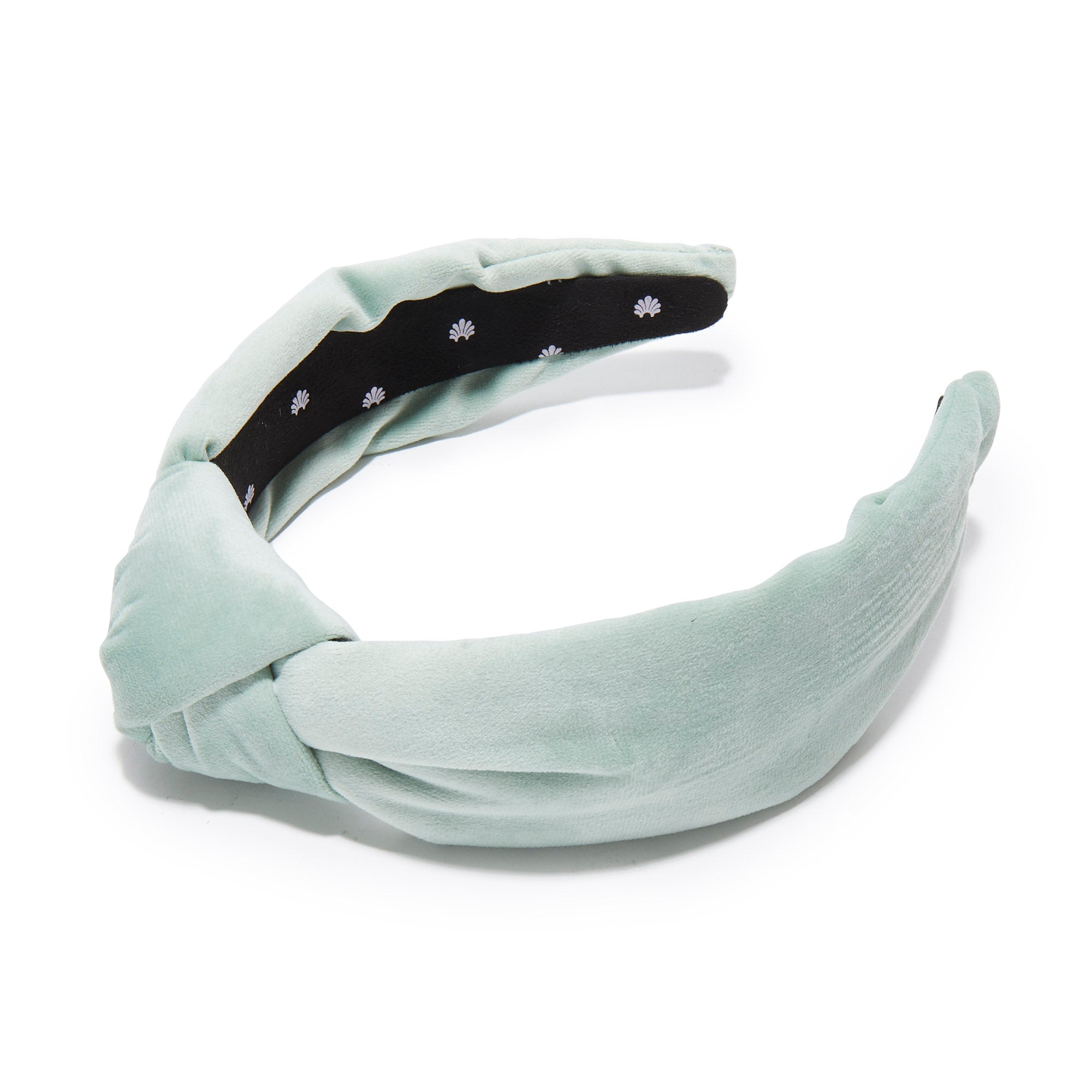 Lele Sadoughi HEADBANDS SMOKY AQUA VELVET KNOTTED HEADBAND