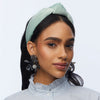 Lele Sadoughi HEADBANDS SMOKY AQUA VELVET KNOTTED HEADBAND