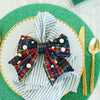 Lele Sadoughi HOME MIDNIGHT PLAID SET OF 4 EMBELLISHED PLAID BOW NAPKIN RINGS