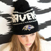 Lele Sadoughi Licensed Beanies BLACK RAVENS LELE X NFL BEANIE YARN POM