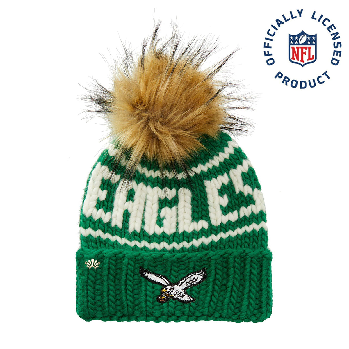 Lele Sadoughi Licensed Beanies *PRE-ORDER* KELLY GREEN RETRO EAGLES LELE X NFL BEANIE FAUX FUR POM