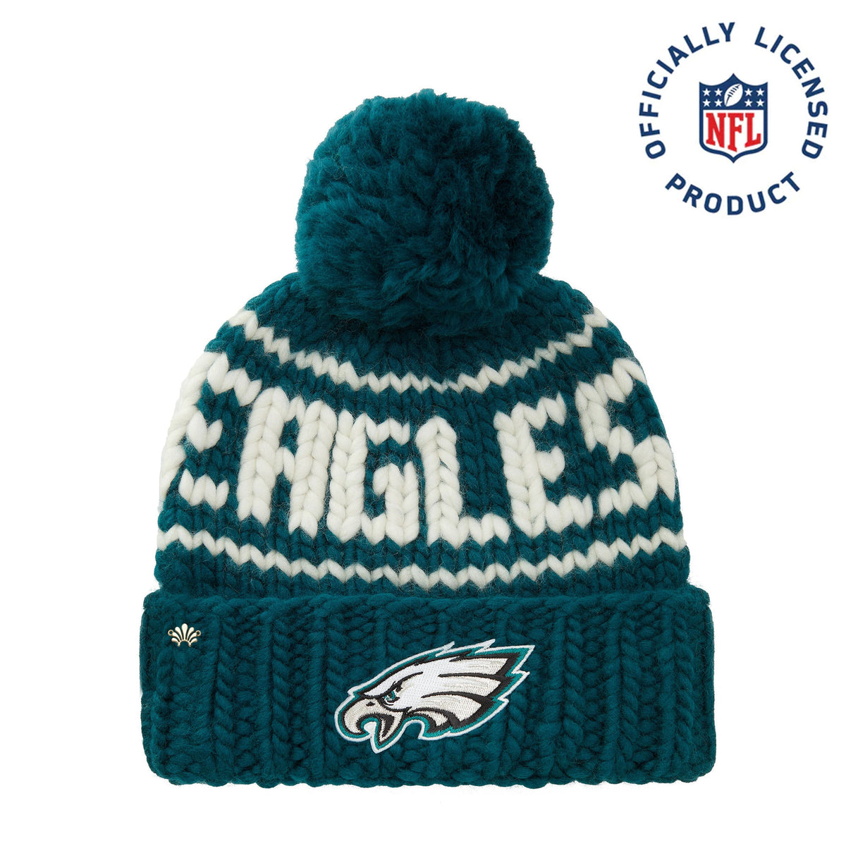 PHILADELPHIA GREEN EAGLES LELE SADOUGHI X NFL MIDNIGHT BEANIE YARN POM Lele Sadoughi