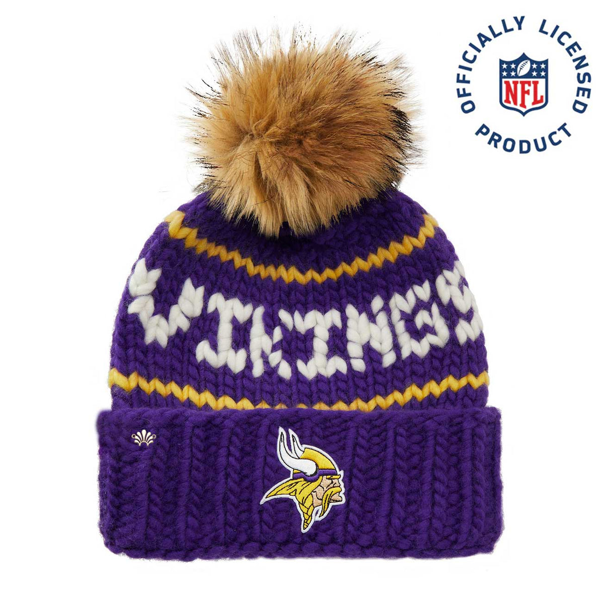 Lele Sadoughi Licensed Beanies PURPLE VIKINGS LELE X NFL BEANIE FAUX FUR POM