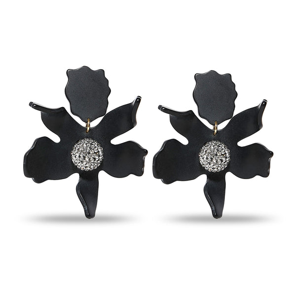 JET CRYSTAL LILY EARRINGS - Lele Sadoughi