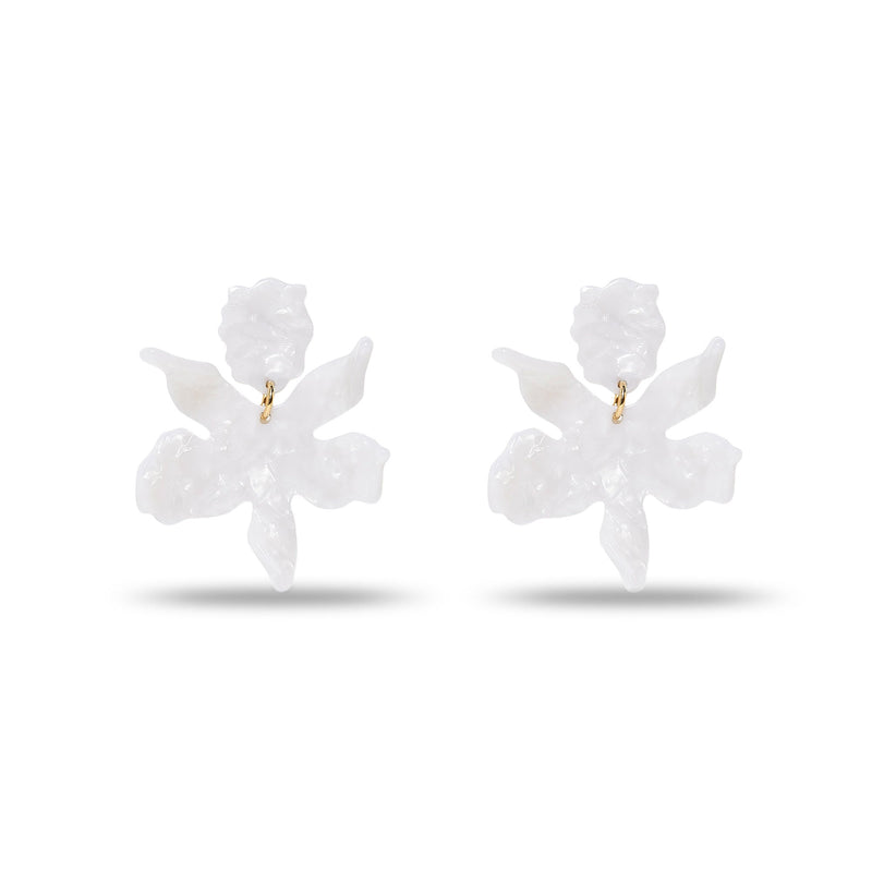 MOTHER OF PEARL SMALL PAPER LILY EARRINGS - Lele Sadoughi