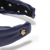 Lele Sadoughi HEADBANDS ONE SIZE NAVY FAUX LEATHER KNOTTED HEADBAND